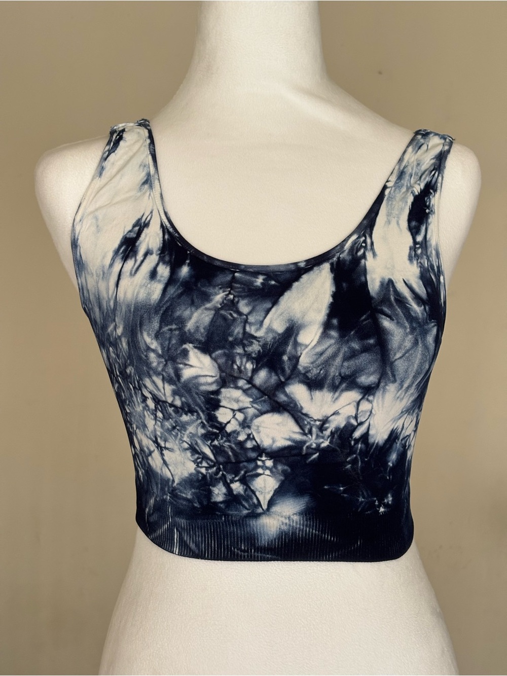 Nikibiki Navy & White Tie-Dye Scoop Crop Tank